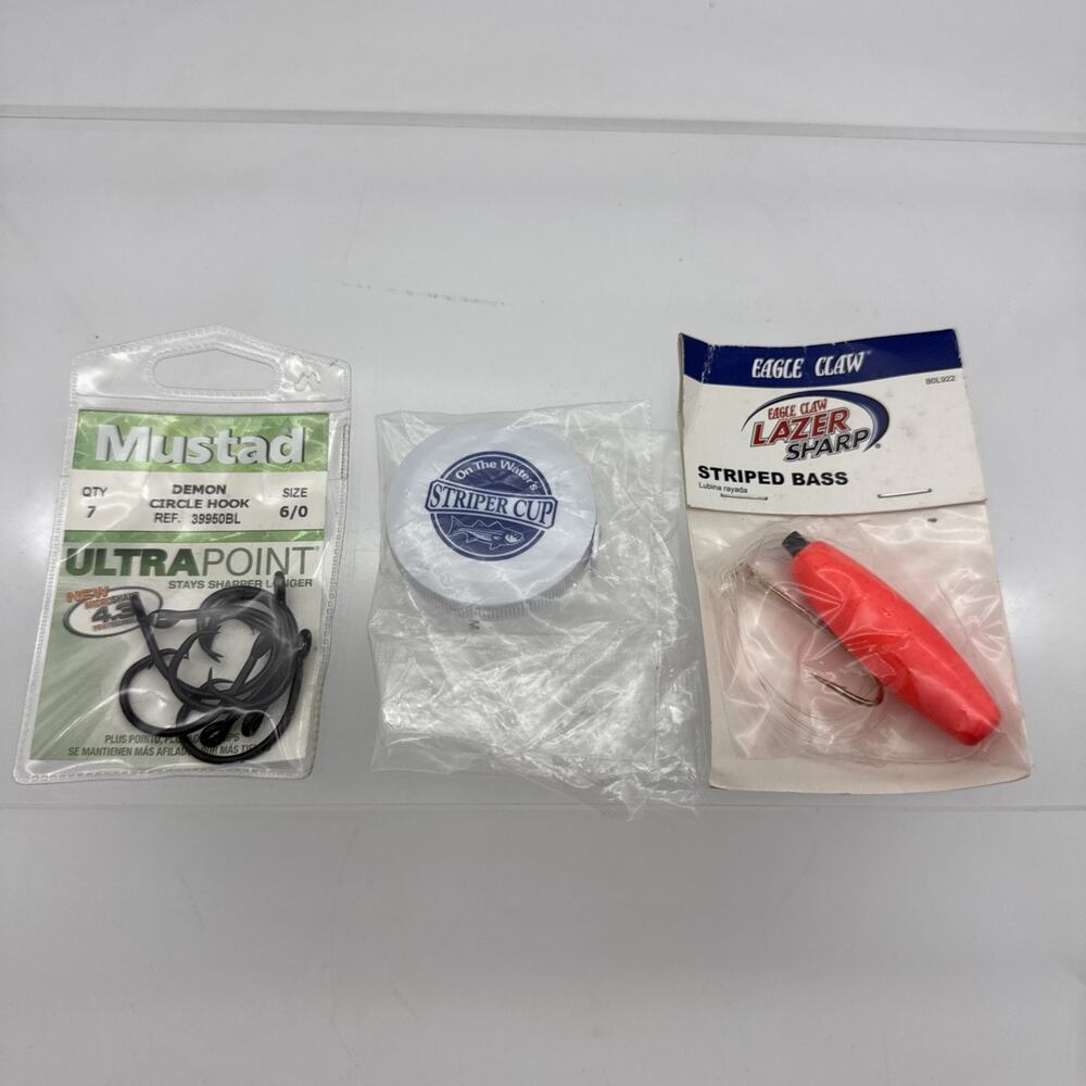 7 Mustad Demon Circle Hooks 6/0 Ultra Point & Eagle Claw BOL922 Striped Bass +